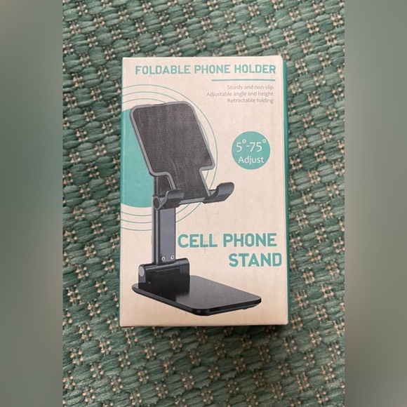 NIP ADJUSTABLE FOLDING WHITE DESKTOP CELL PHONE STAND WITH ANTI-SLIP BASE. - Picture 7 of 7